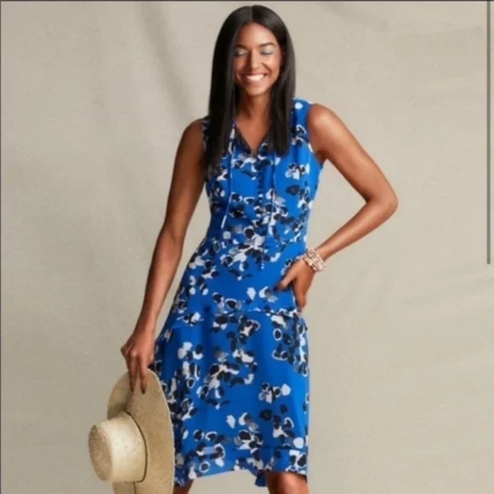 🔥CABI #5576 Untamed Electric Blue Floral Dress, Size M